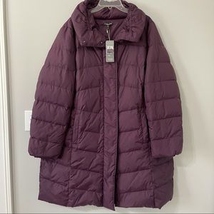 Eileen Fisher Woman Funnel Neck Puffer Down Coat